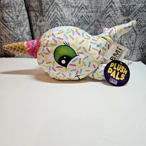 BMI Plush Pals Narwhal Ice Cream Cone Stuffed Animal White Sprinkle Horn 11" Toy